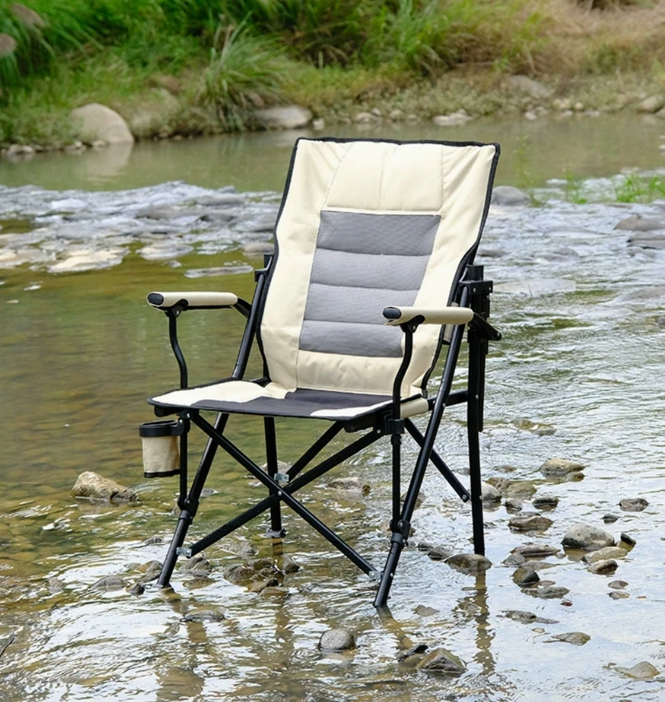 

Portable Folding Camping Chair with Comfortable Backrest and Armrest for Outdoor Fishing Hiking and Travel Activities