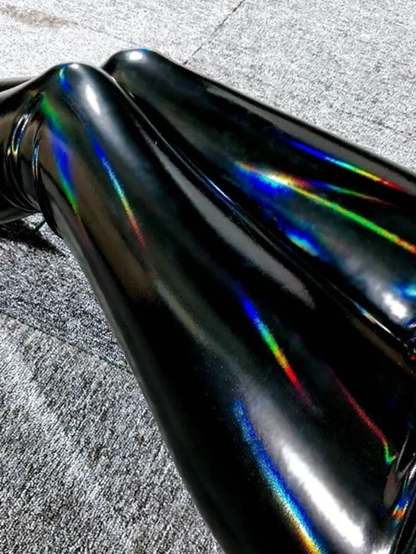 Leggings in pelle brillante Colore specchio ini Pantaloni strato base Pantaloni lunghi Street Sle per donna Stagione primaverile Altro materiale