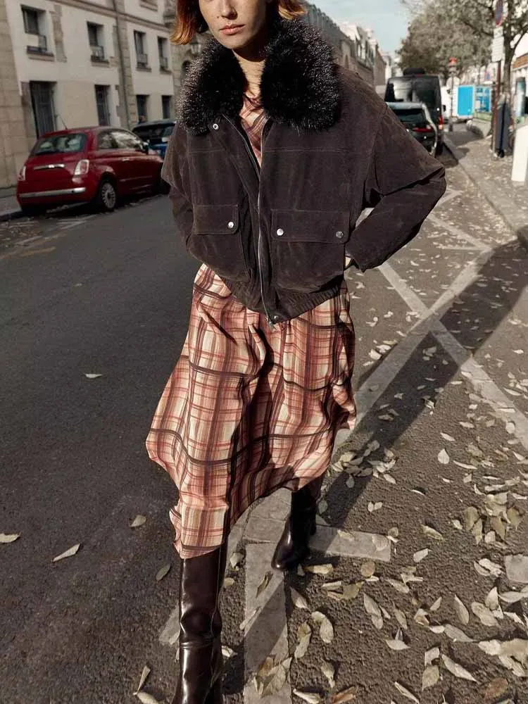 

European and American style winter new arrivals fashionable women's clothing faux fur collar versatile jacket coat