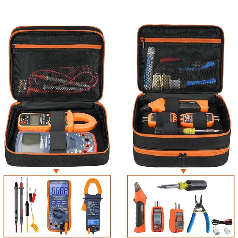 Y50A-Tas Casing Perjalanan Stopkontak Pemutus Sirkuit AC & Kit Uji Listrik, Penutup Penyimpanan Kit Penguji Rumah untuk Multimeter Digital