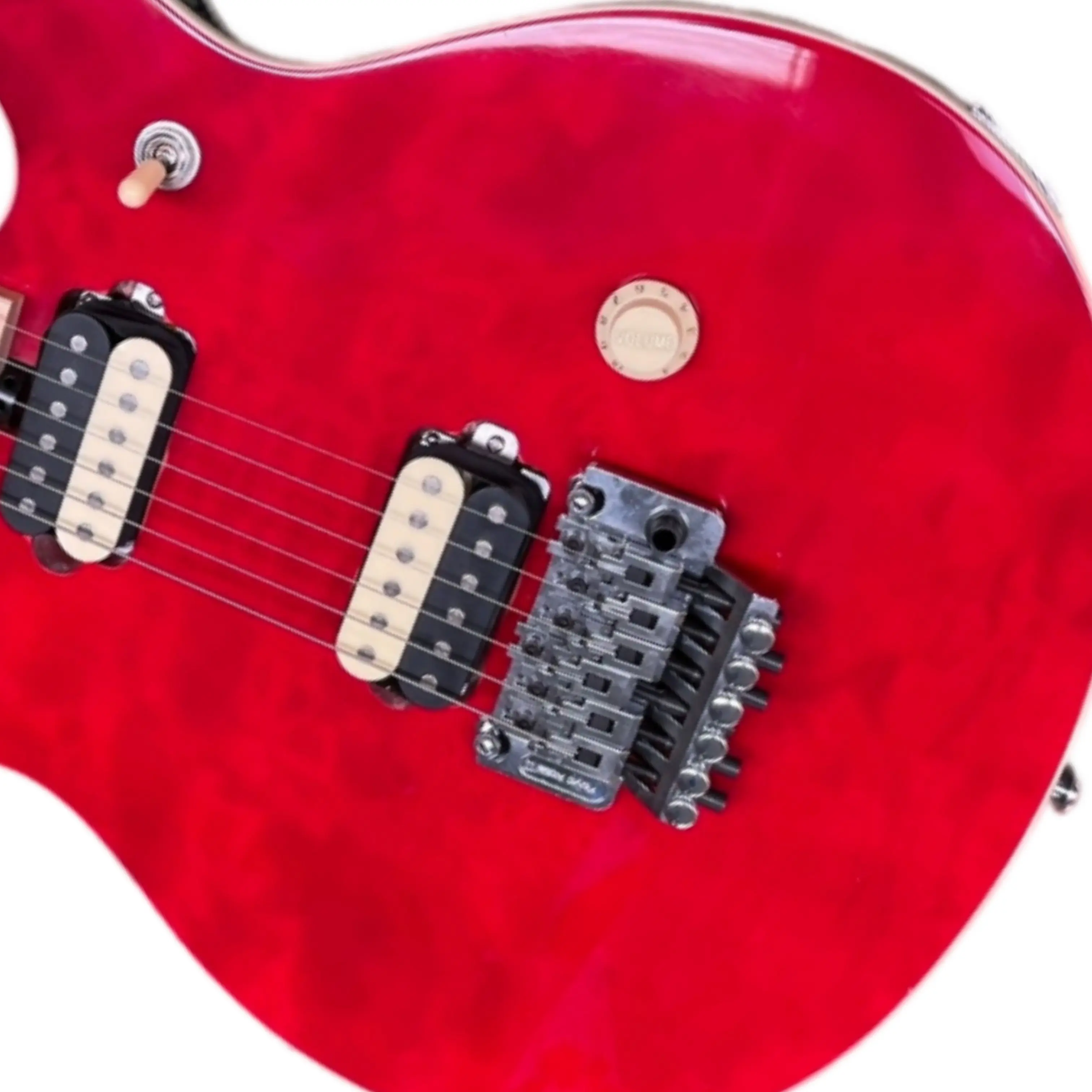 Stylish 6 String Red Water Ripple Electric Guitar, HH Pickup, White Binding Guitars, Ideal for Musicians & Collectors Guitarra
