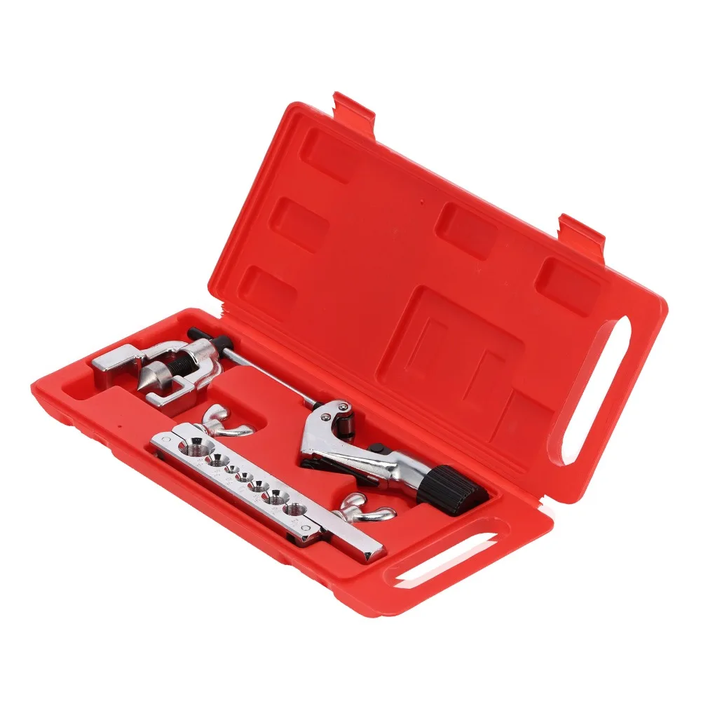 Professional Red Box Flaring Tool Kit Alloy Steel Different Sizes Pipe Cutter Tool Tube Expander Set Automotive Brake Line