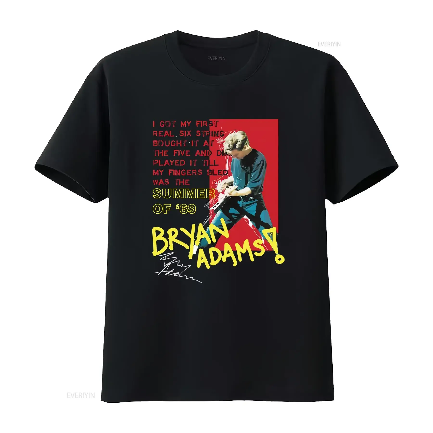 Vtg Bryan Adams Summer Of 69 Cotton Black All Size T Shirt vintage Washed Stretched Unisex streetwear Casual Soft graphic