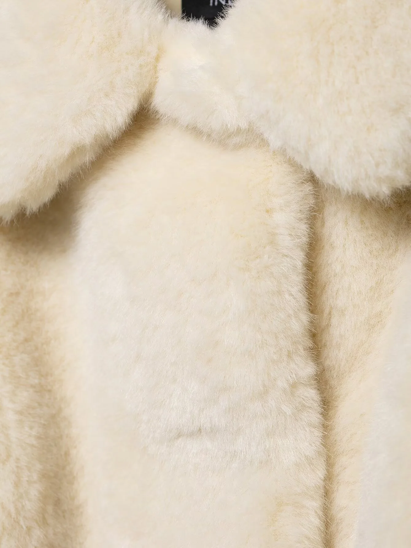 European and American style autumn new product women's plush lapel waist cinching short style faux fur effect coat jacket