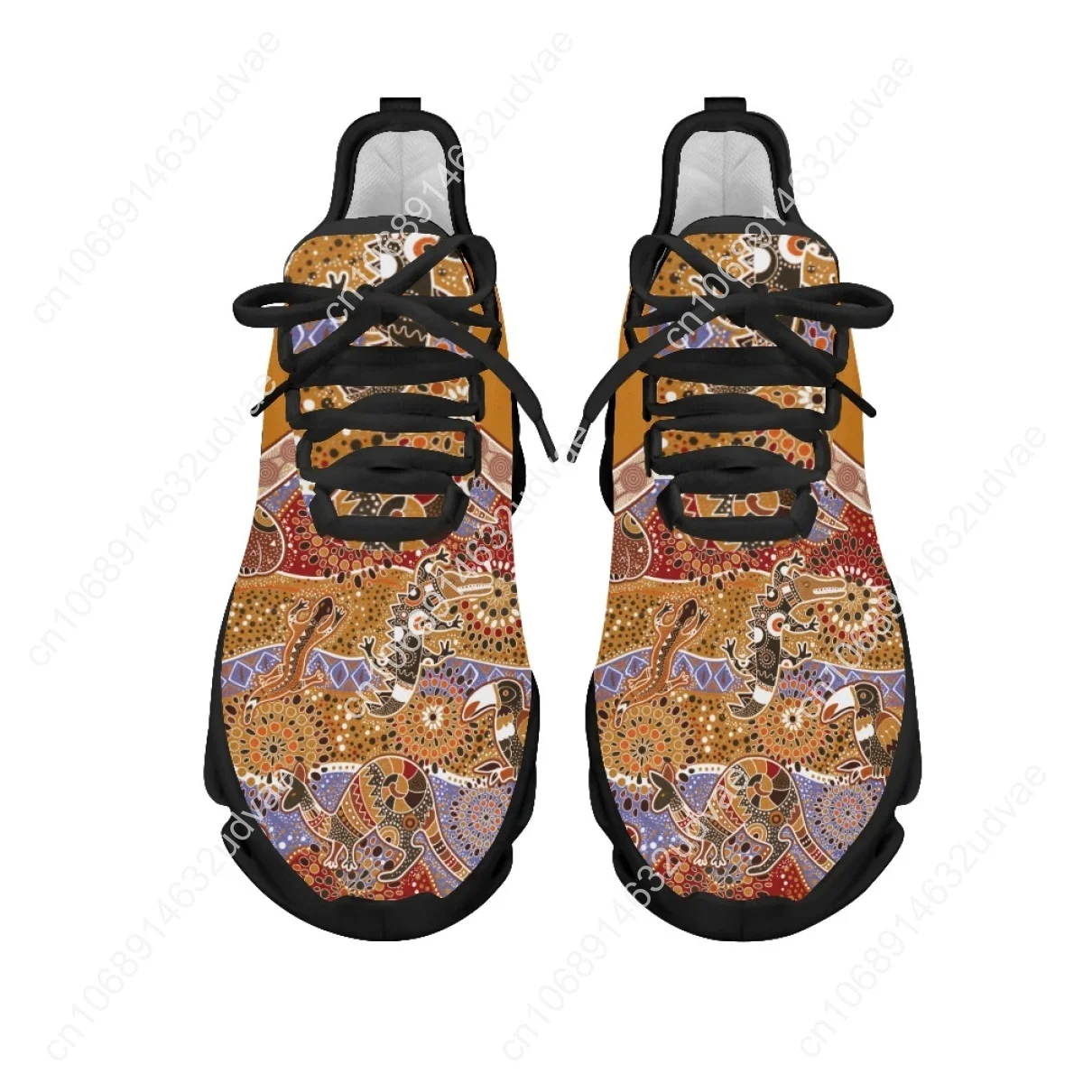 Australia Aboriginal Lizard Indigenous Art Design Sneakers Casual Mesh Swing Shoes Women's Outdoor Lace-up Tennis