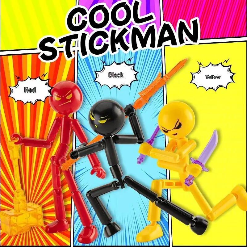 1 Conjunto de Boneco Articulado Robô Stickman Montável, Brinquedo Stickman Multiarticulado, Manequim de Impressão 3D