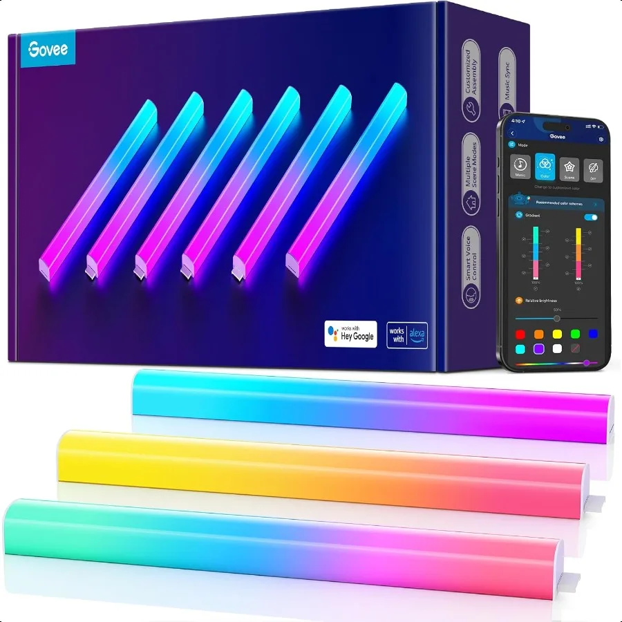 Настенные светильники Glide RGBIC LED Light Smart Gaming Light работает с Alexa и Google Assistant RGB Light Bar Светодиодные настенные светильники для Be