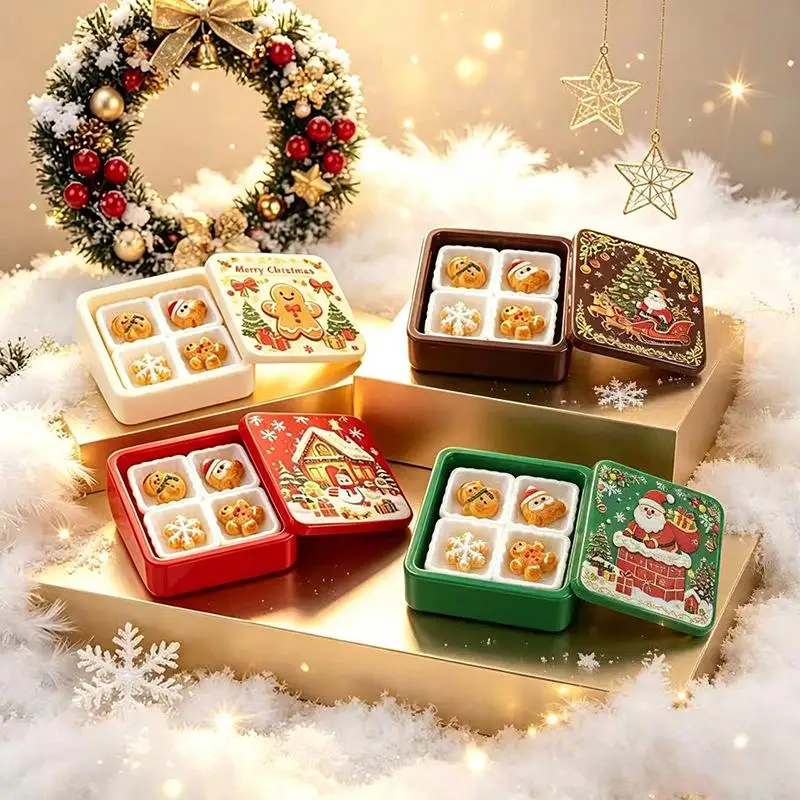 Cute Christmas Gingerbread Biscuit Gift Box Series 3D Resin Cabochon DIY For Keychain Earrings Dollhouse Accessories