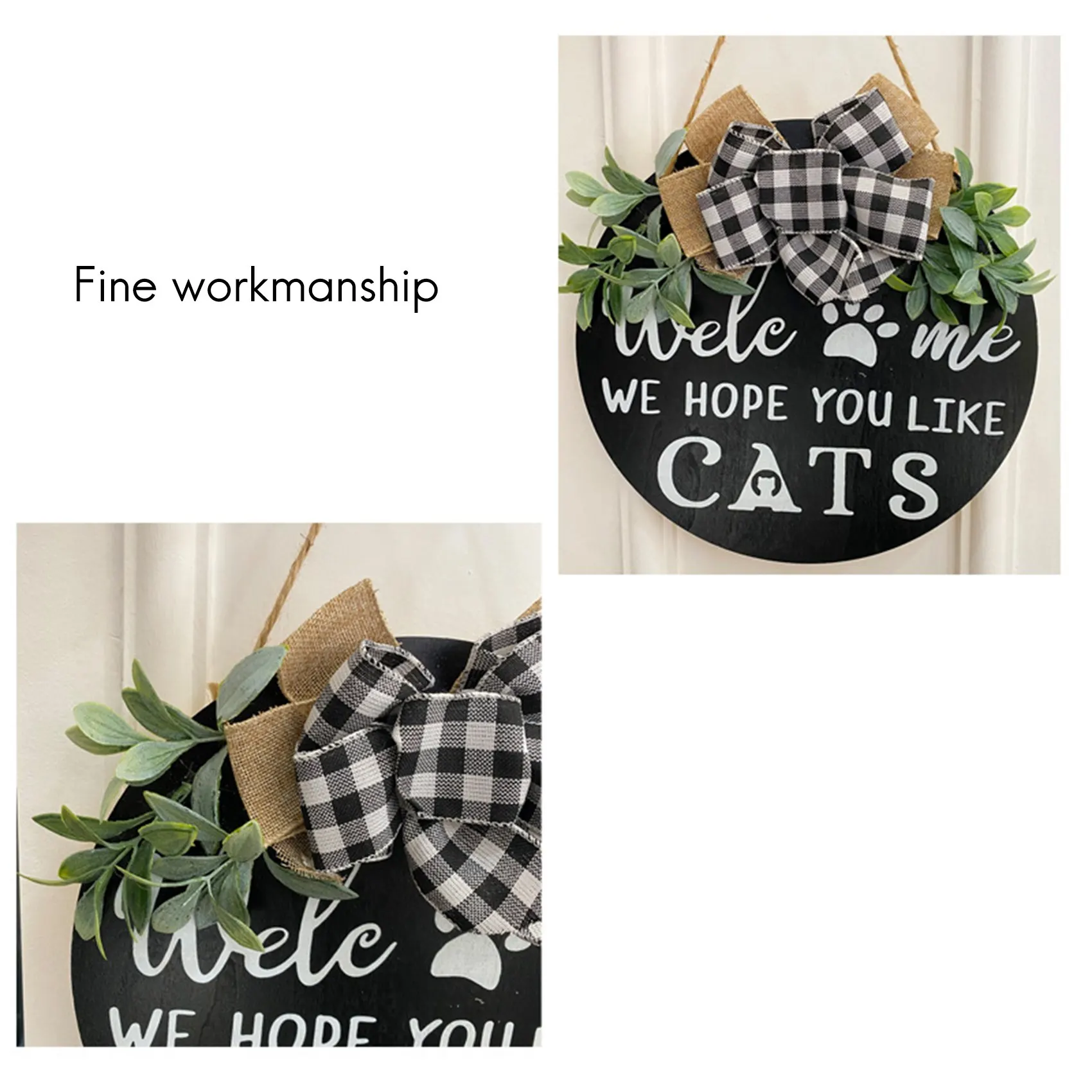 ABNL Welcome Wreath Sign Farmhouse Front Porch Decoration-We Hope You Like Cats-Home Decoration Gifts