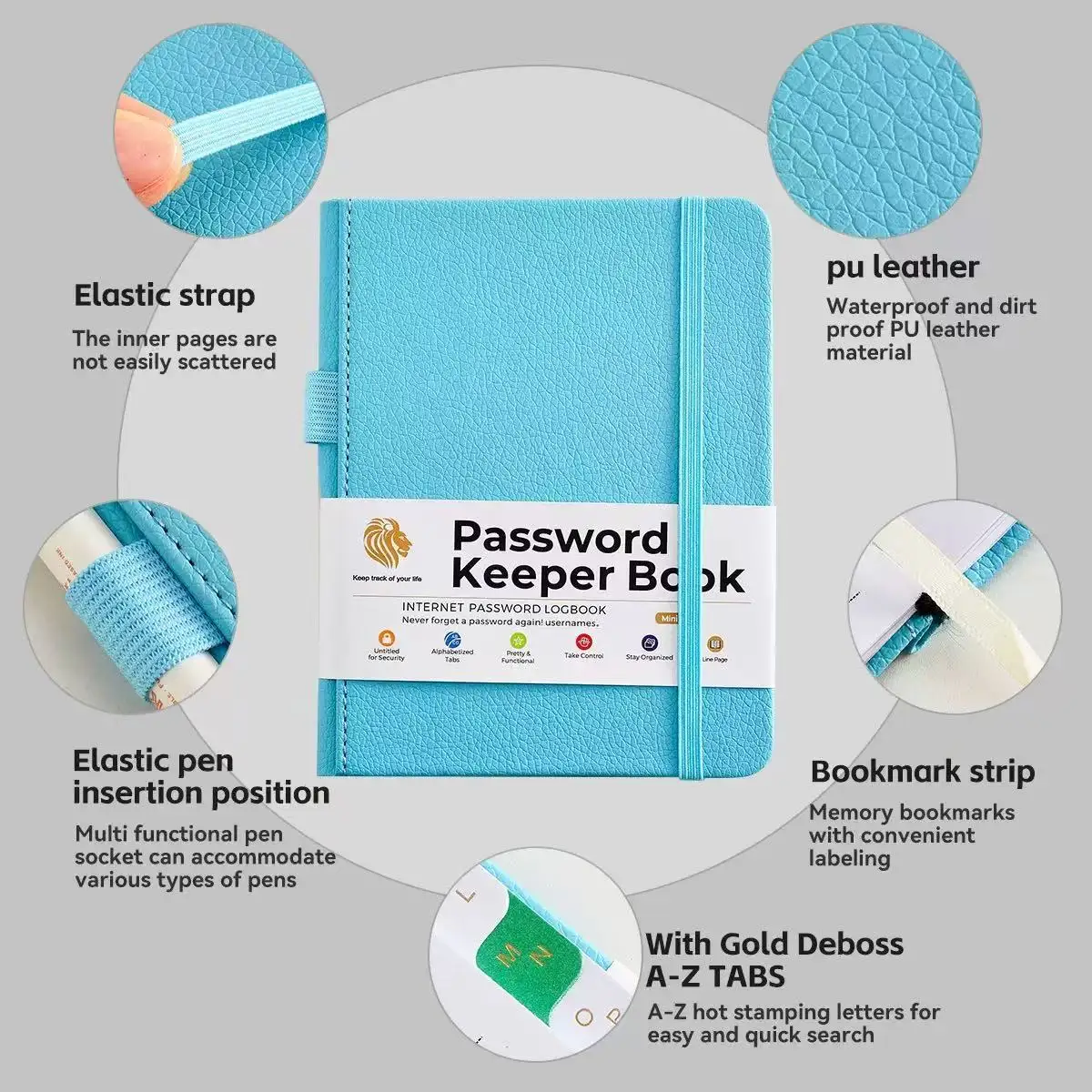 Password Keeper Book With Alphabetical Tabs Notebook PU Leather Notepad School Supplies Notebooks Writing Pads Office