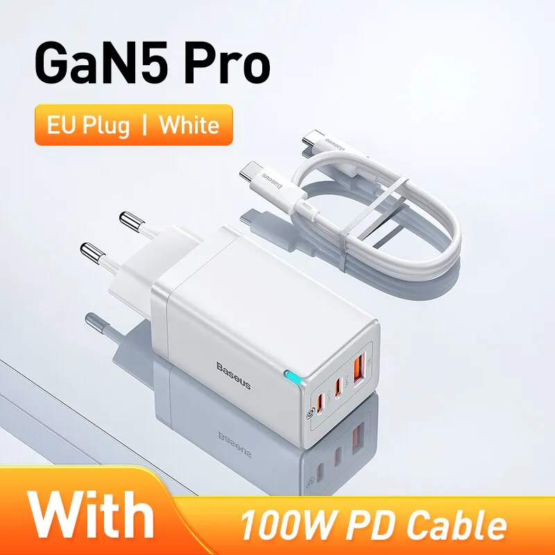 Baseus 65 W GaN-Ladegerät, Schnellladung, Typ C, Handy-Ladegerät, USB-Ladegerät, tragbares Schnellladegerät für Laptop, iPhone 17 16 15 14 13