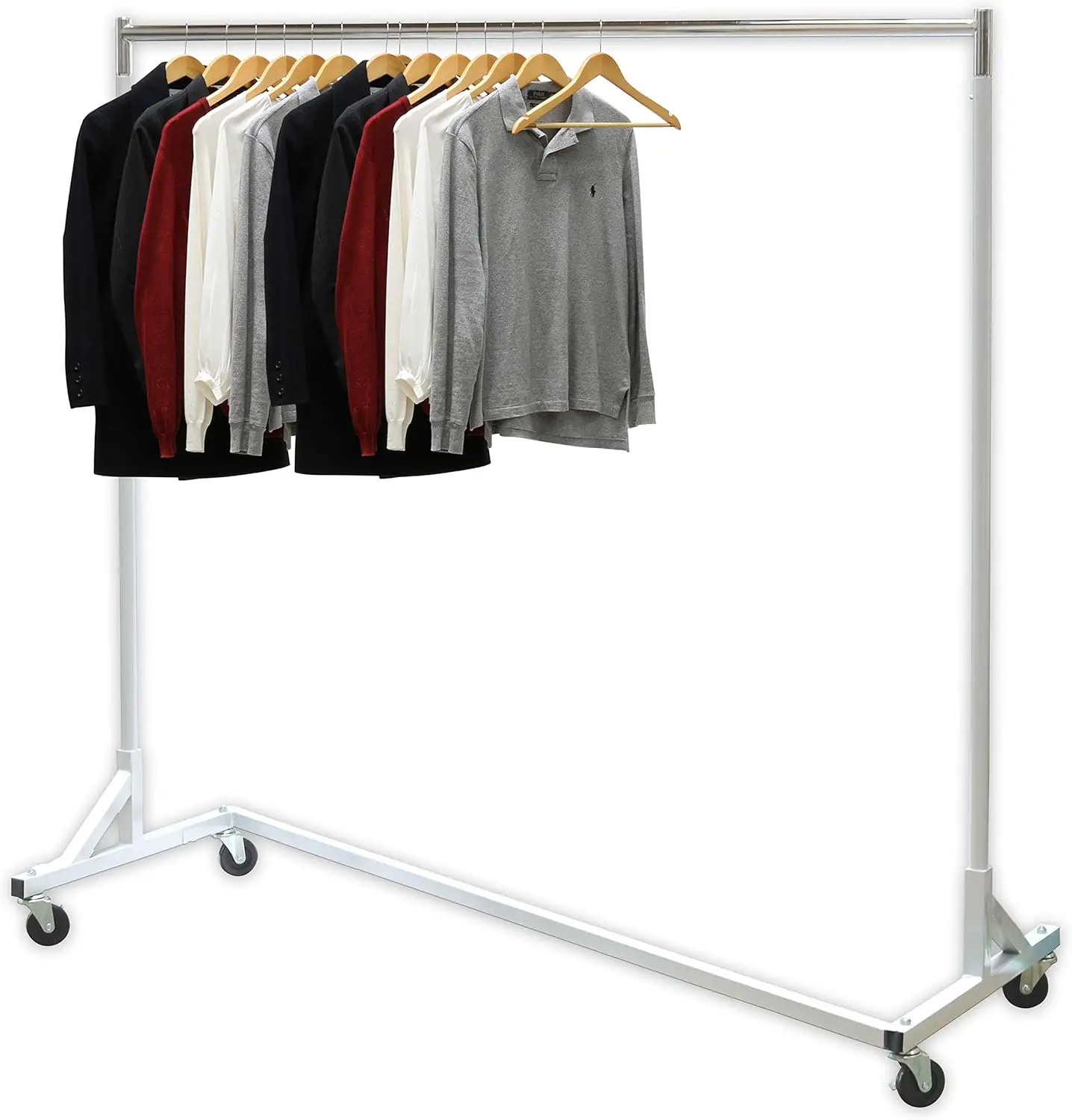 

Industrial Grade Z-Base Garment Rack, 400lb Load with 62in extra long bar