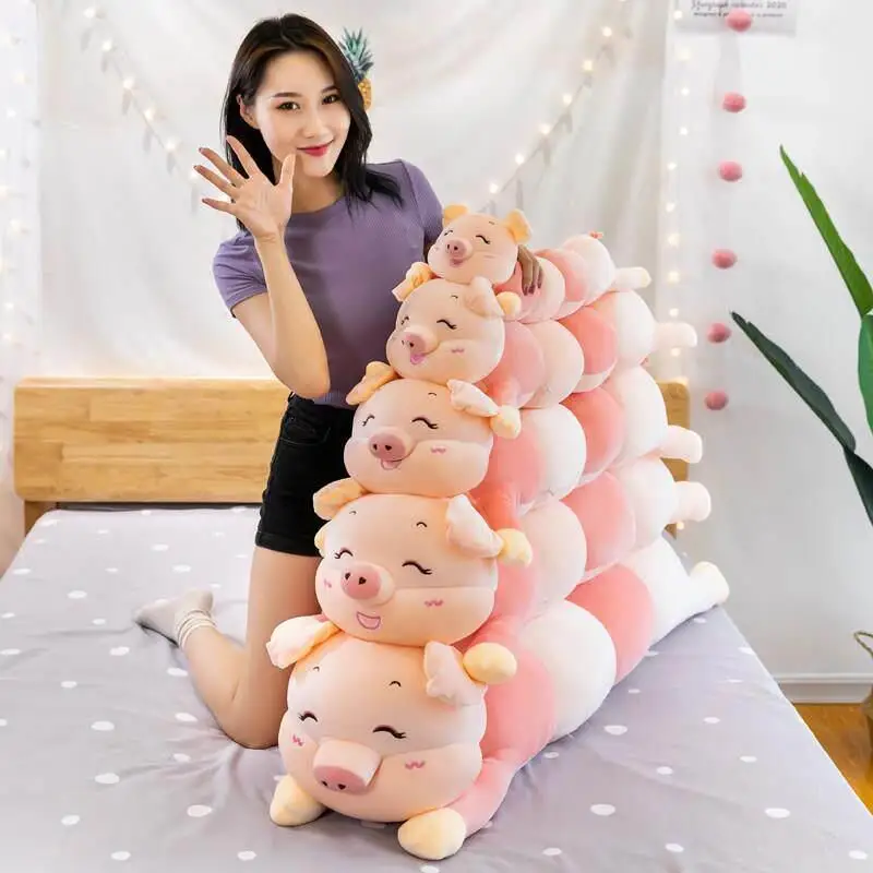 Cute Long Pillow Toy Pig Doll Sleeping Legs Clasping Plush Doll Soft Fabric Doll Lazy Girl Pillow Home Decor Cushion