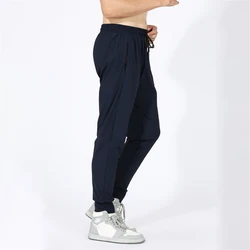Summer Run Long Sweatpants Pull Key Pocket Men Plaid Polyester Outdoor Training Pants Joggers Workout Fitness Casual Trousers