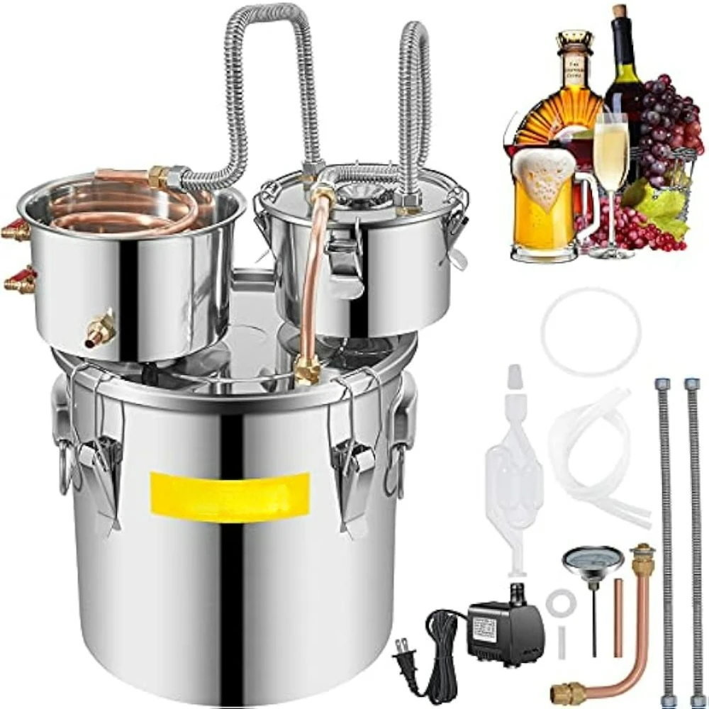 

Alcohol Still Wine Wood Tonel Double Thumper Keg Home Brewing Kit Wooden Barrel 3 Gallon for DIY Whiskey Wine Brandy Barware Bar