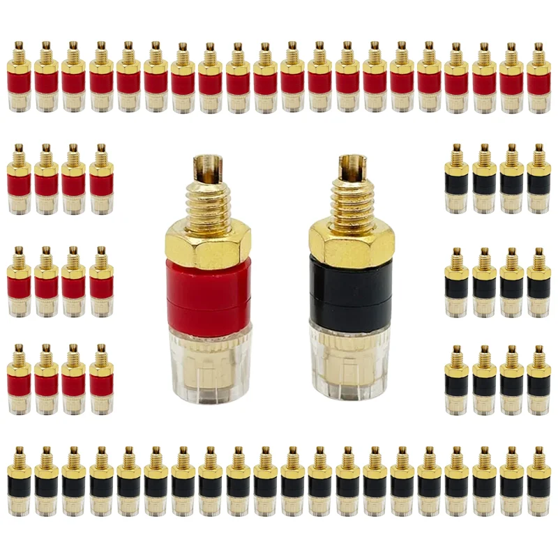 

20/100/400Pcs HIFI 4mm Gold Plated Speaker Binding Posts Brass Terminal Connector With Transparent Shell Banana Plug Socket