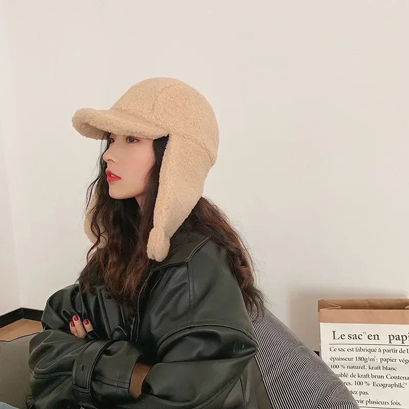 Gorro de invierno para mujer, gorro grueso para el frío, cortavientos cálido, gorro de piloto cálido con orejeras, 2024