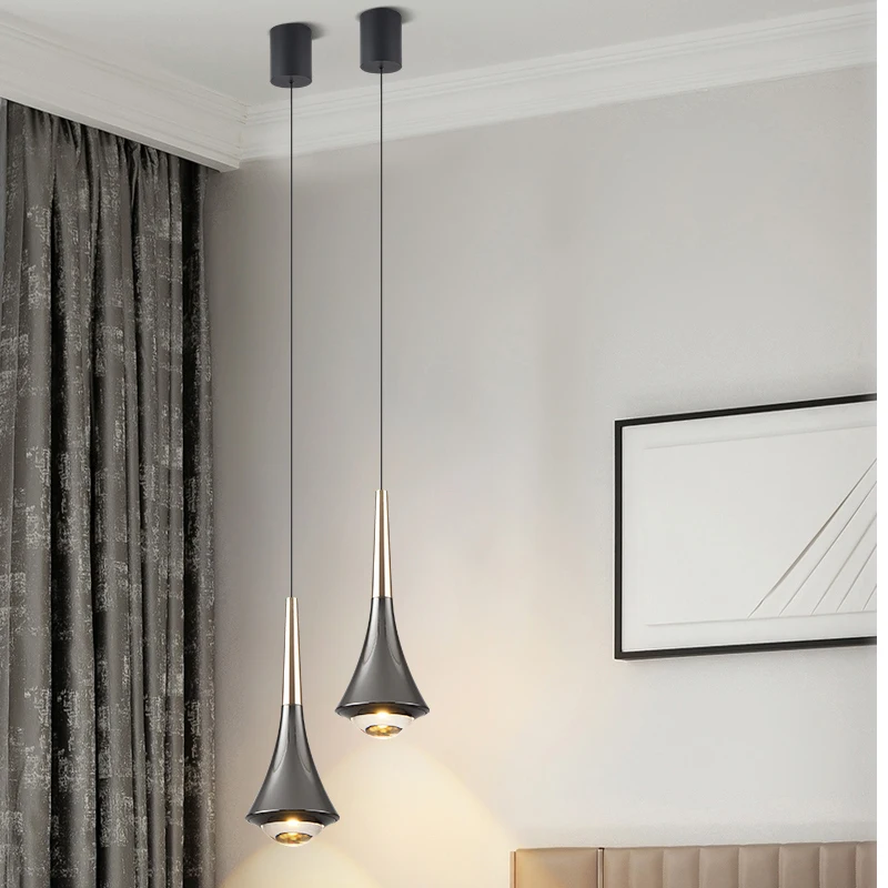 LED Nordic new anti-glare chandelier aluminum dimmable COB bedside lamp bedroom dining room bar lamp