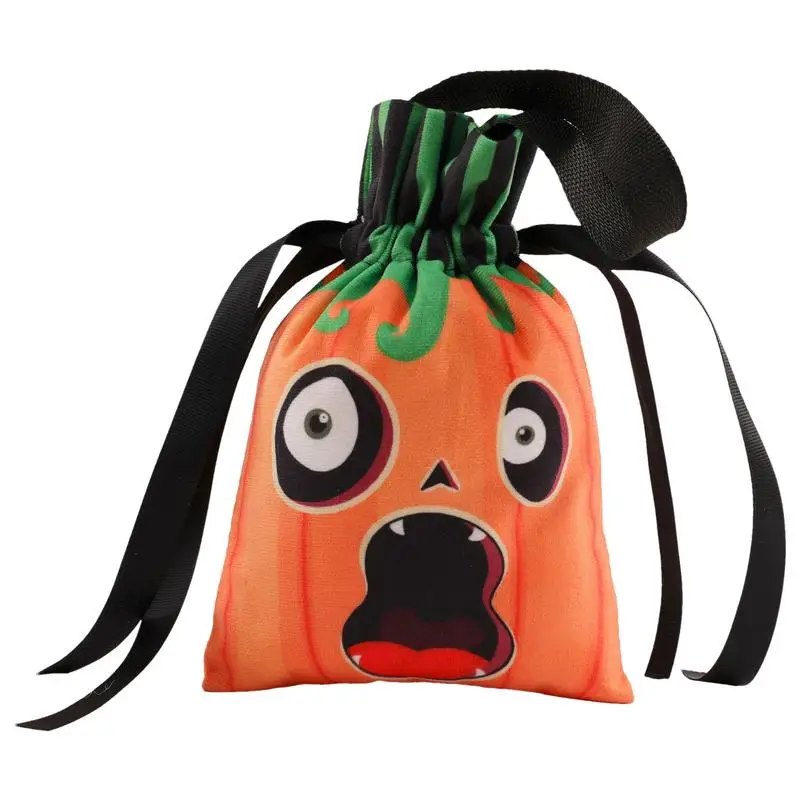 Halloween Treat Bags for Kids Halloween Candy Bag Pumpkin Ghost Face Goodie Bags Drawstring Treat Bags for Kids for Trick