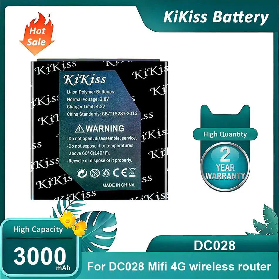 

Перезаряжаемая батарея, подходящая для беспроводного маршрутизатора DC028 Mifi 4G, DC028, 3000 мАч.