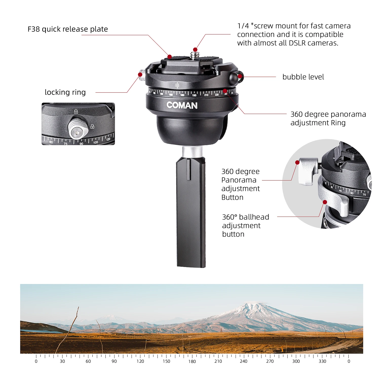 حامل ثلاثي القوائم من ألياف الكربون المدمج COMAN Zero F38 خفيف الوزن للسفر مع لوحة إطلاق سريع F38 للتصوير الفوتوغرافي لكاميرا Dslr