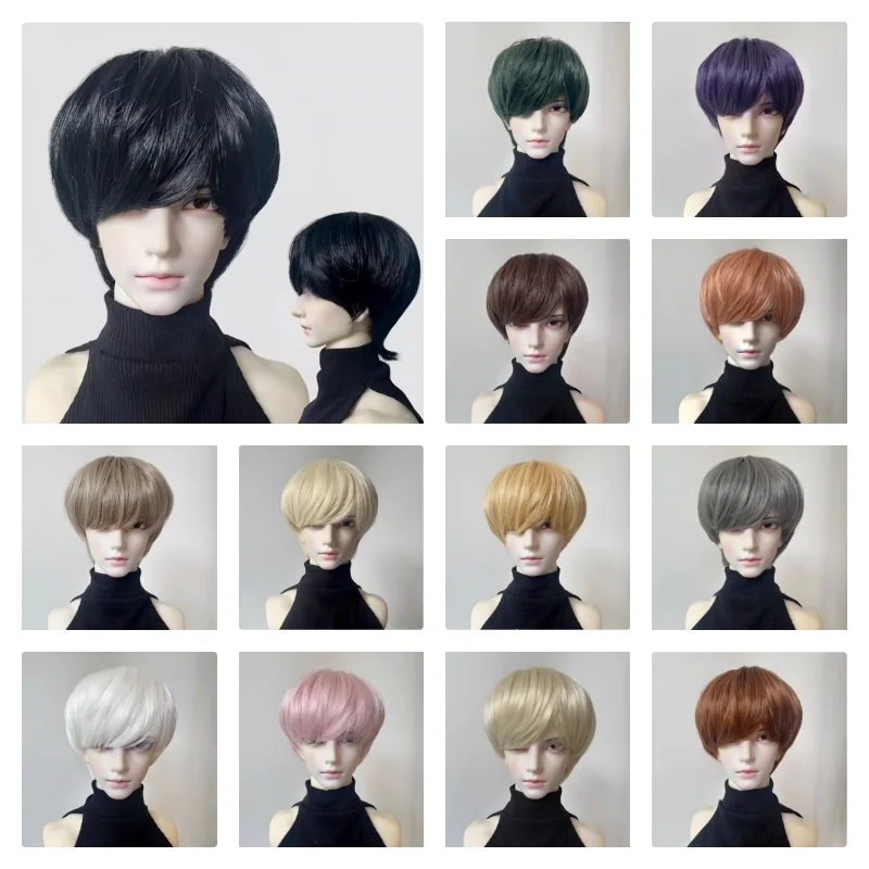 

BJD Wigs Short Hair for 1/3 1/4 1/6 Dolls SD MSD MDD Yosd Wigs Doll Gold Black White Brown Blue Pink Hair