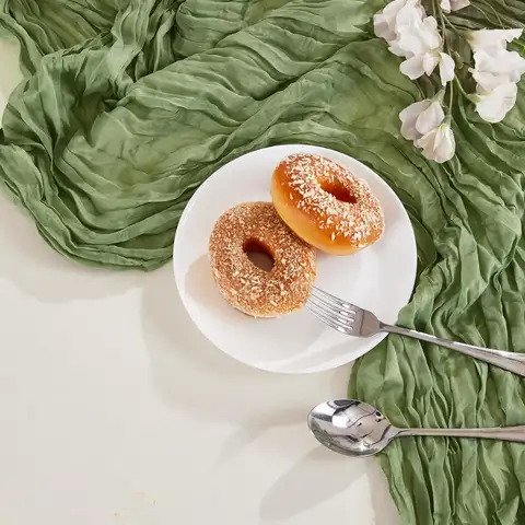 1/2/4/6-pack ostdukslöpare, 40x270 cm bohemisk gasväv, rustik, transparent löpare för bröllop, brudfest, bankett 10 best sales bordlöpare grön - №6