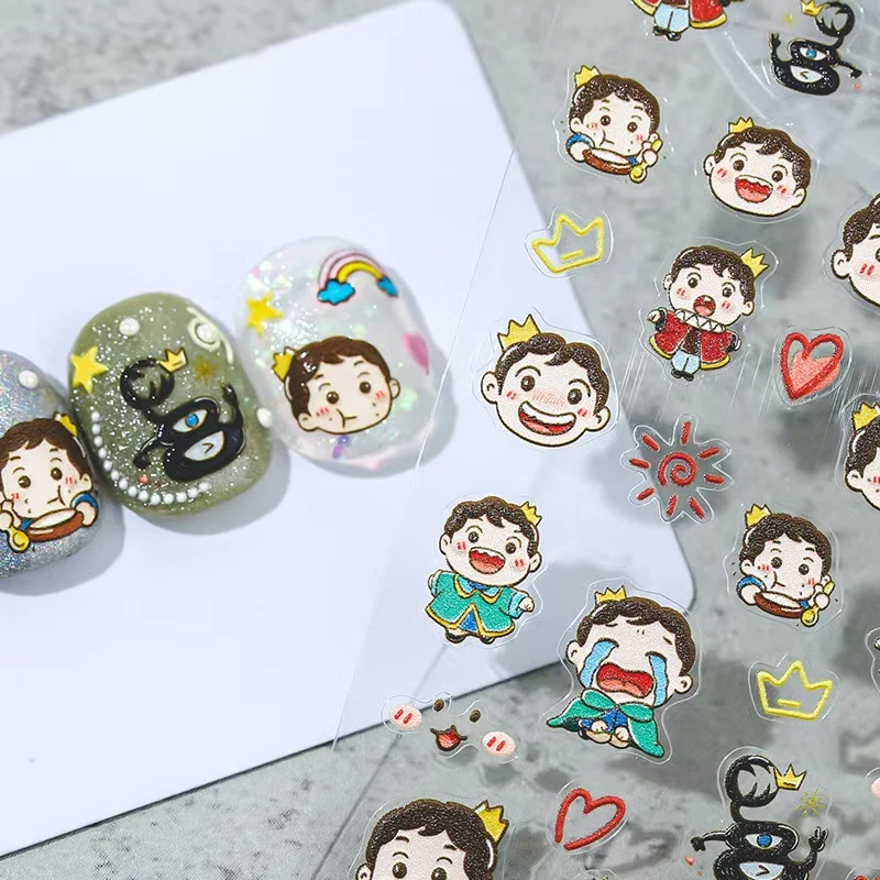

Miniso Anime Little King Nail Stickers Cartoon Nail Supplies Nail Decals Cute Character Sticker Nail Decoration Press On Nails