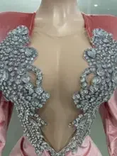 Короткое платье с блестящими стразами и длинным рукавом для женщин, сексуальное сетчатое бархатное вечернее платье для выпускного вечера, празднование дня рождения, одежда для фотосессии