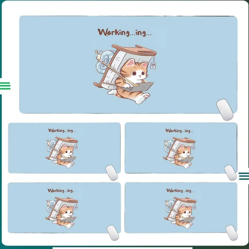 Fun cartoon cat Mouse Pad Large Anti-Slip Rubber Gaming MousePad Durable Table Pads Seam Edge Office Game Keyboard Long Desk Mat