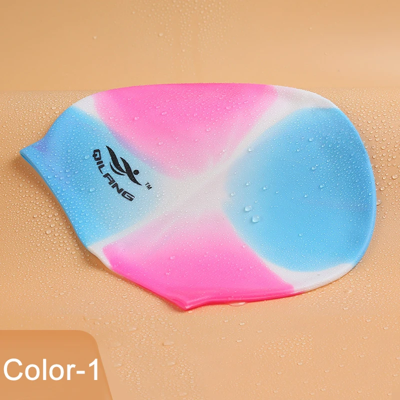 قبعة حمام سباحة مرنة ملونة ، شعر طويل مقاوم للماء ، قبعات استحمام فائقة النحافة ، بيع بالجملة دروبشيب