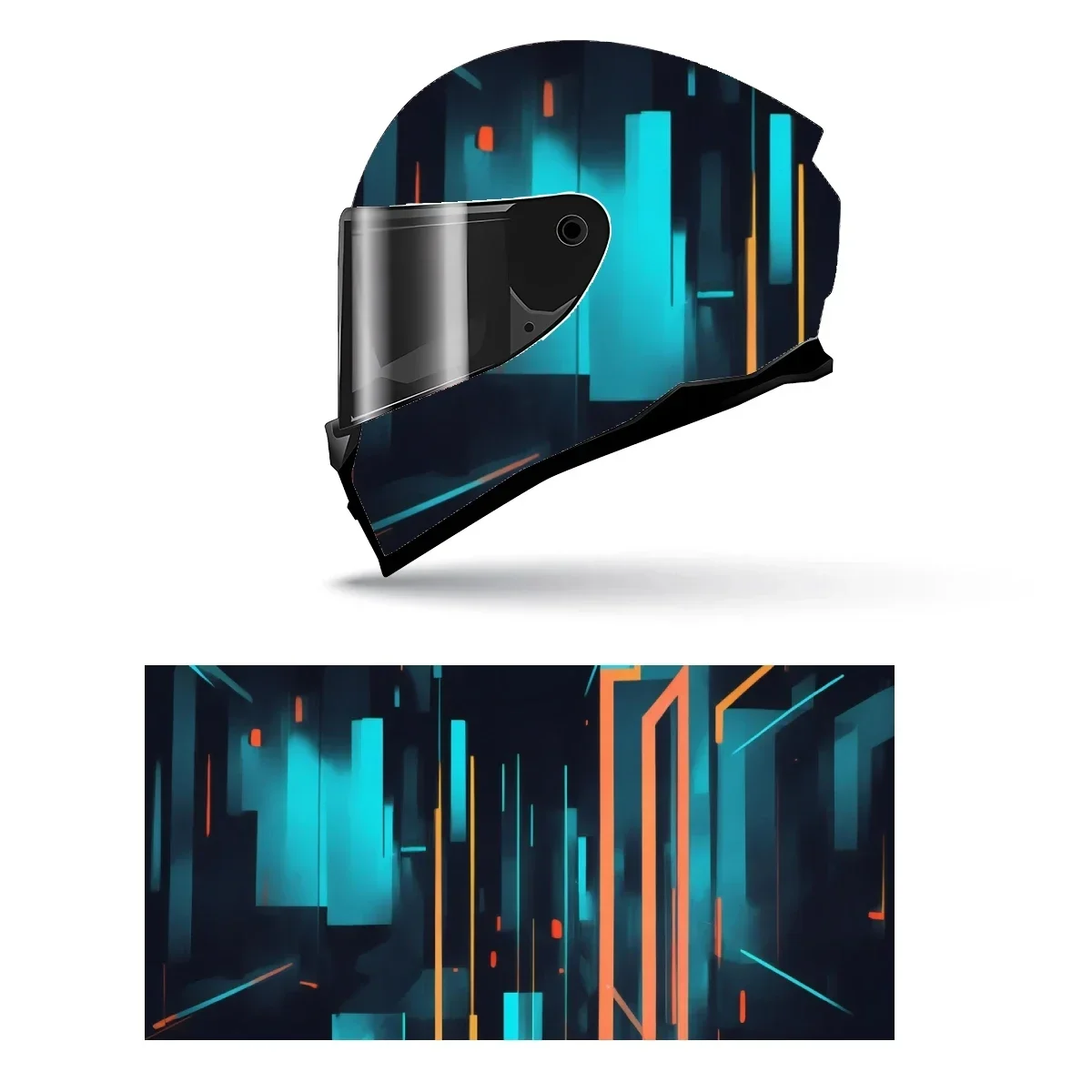 

Abstract Futuristic Design Full Helmet Wrap Sticker Motorcycle Helmet Racing Graphic Decal Vinyl Wrap Helmet Decorative Sticker
