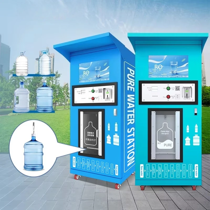 

Customized Electric RO Reverse Osmosis Water Vending Machine Combo Token Coin/Credit Card Access TDS Monitoring Garages Outdoors