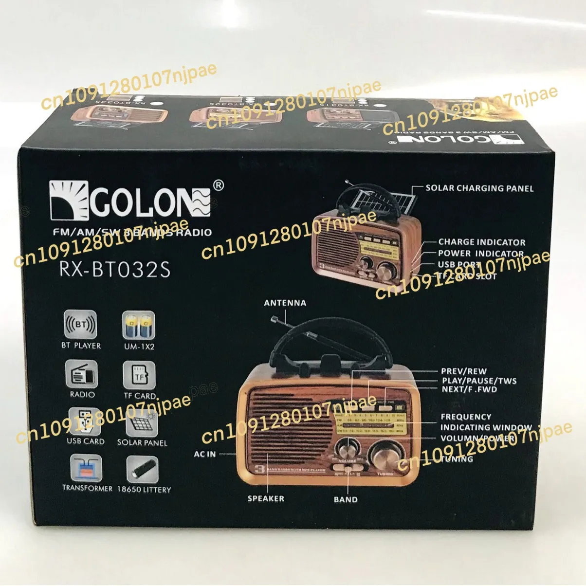 Radio Bluetooth enfichable multi-bande solaire, haut-parleur audio portable rétro, radio pour personnes âgées