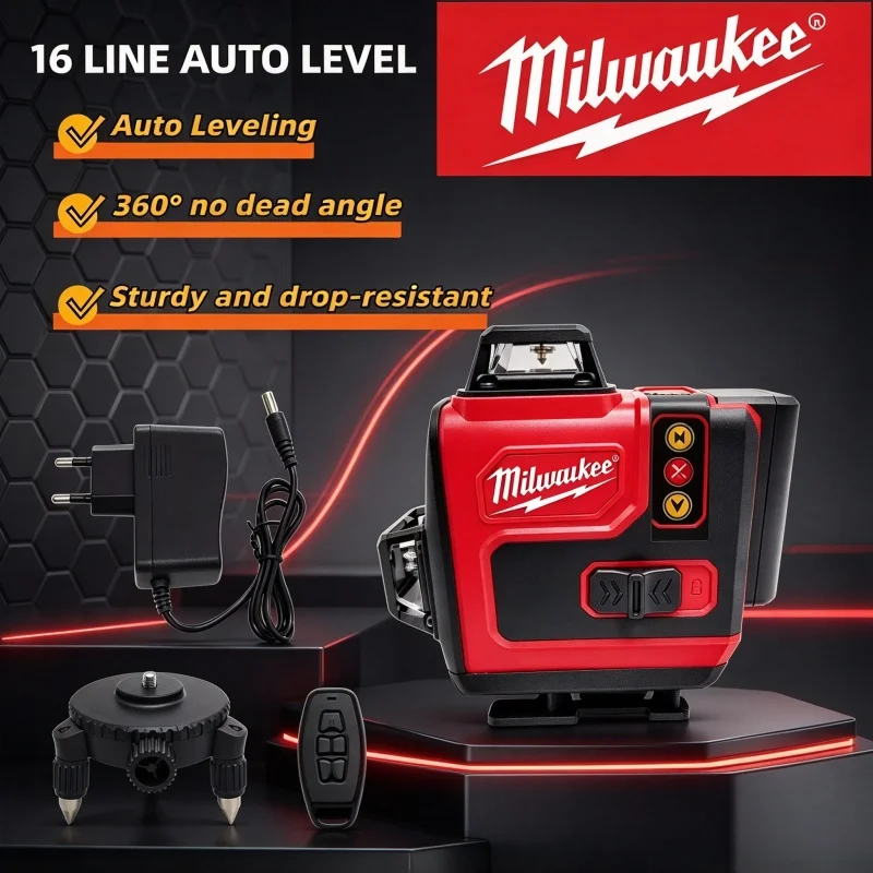 New Genuine Milwaukee 6Ah Battery 18V 4d 6 Line laser levels high-precision green line Portable 360 Horizontal Vertical Level