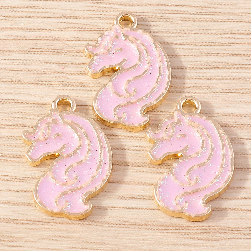 Tusember Charms Niedliche Cartoon-Pferd-Einhorn-Anhänger für Schmuckherstellung, Ohrringe, Halsketten, DIY-Bastelbedarf – Detail 8