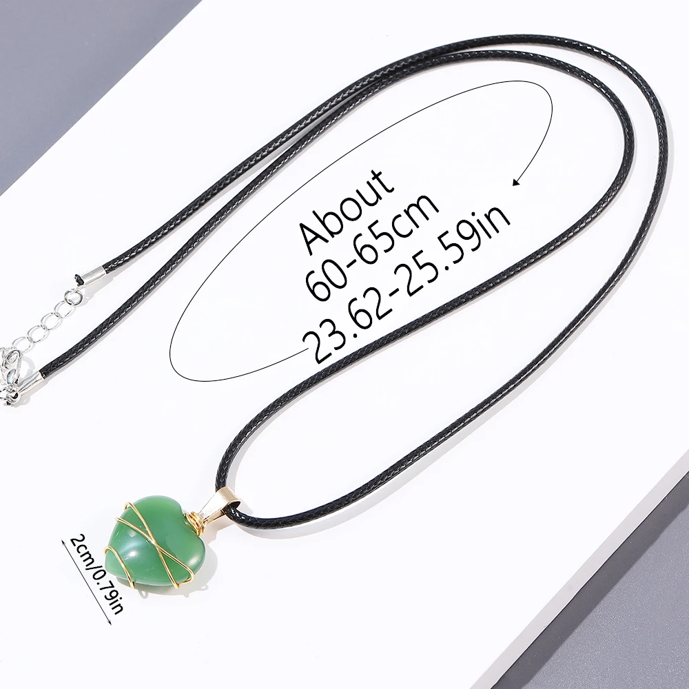 5pcs Natural Stone Necklace Healing Heart Pendant Set