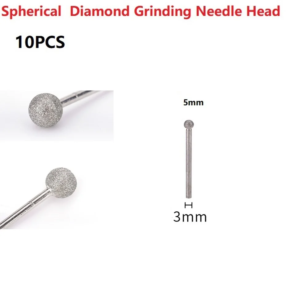 33-40mm Length Silver Tone Color Needle Head Grinding Diamond Dressing Metal Polishing Round Ball Shape Carving