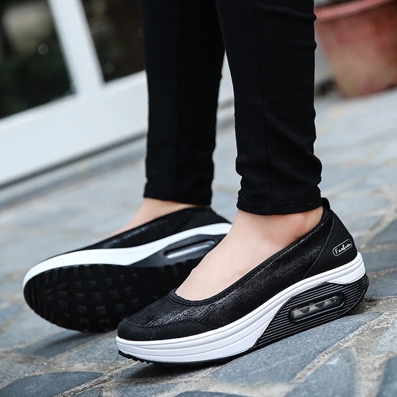 2023 Women Sneakers Flats Loafers Sweet Shallow Comfort Moccasins Slip-on PU Platform Ballet Ladies Vulcanized Shoes New