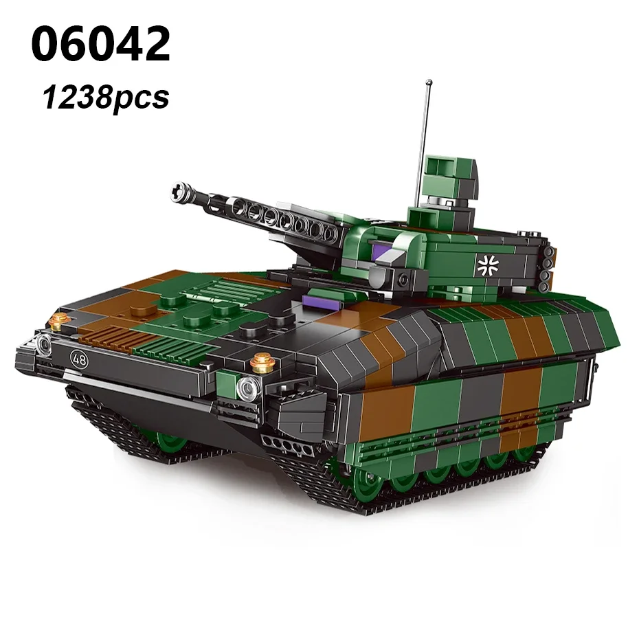 DIY Duitsland Militaire Serie HX-8 Elefant Tractor PZH2000 Kanon Luipaard Tank Lars-2 Rocket Launcher Bouwstenen Bricks