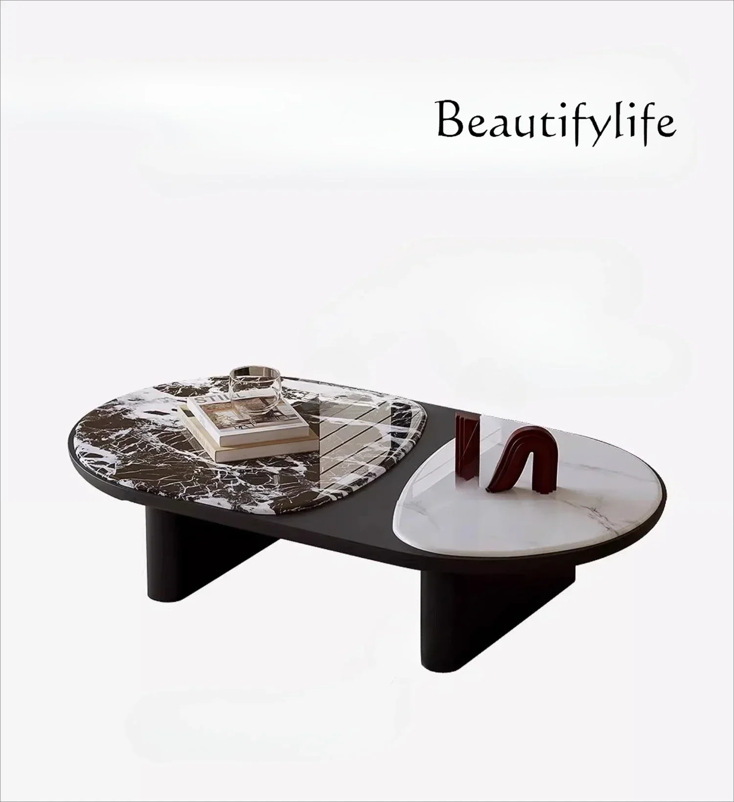 

FG17Italian minimalist marble coffee table oval new high-end light luxury household living room small apartment