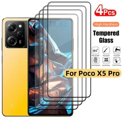 4Pcs For Poco X5 Pro Glass Poco X5 Pro 5G Tempered Glass Full Cover Glue 9H HD for Screen Protector Xiaomi Poco X5 Pro 5G Glass