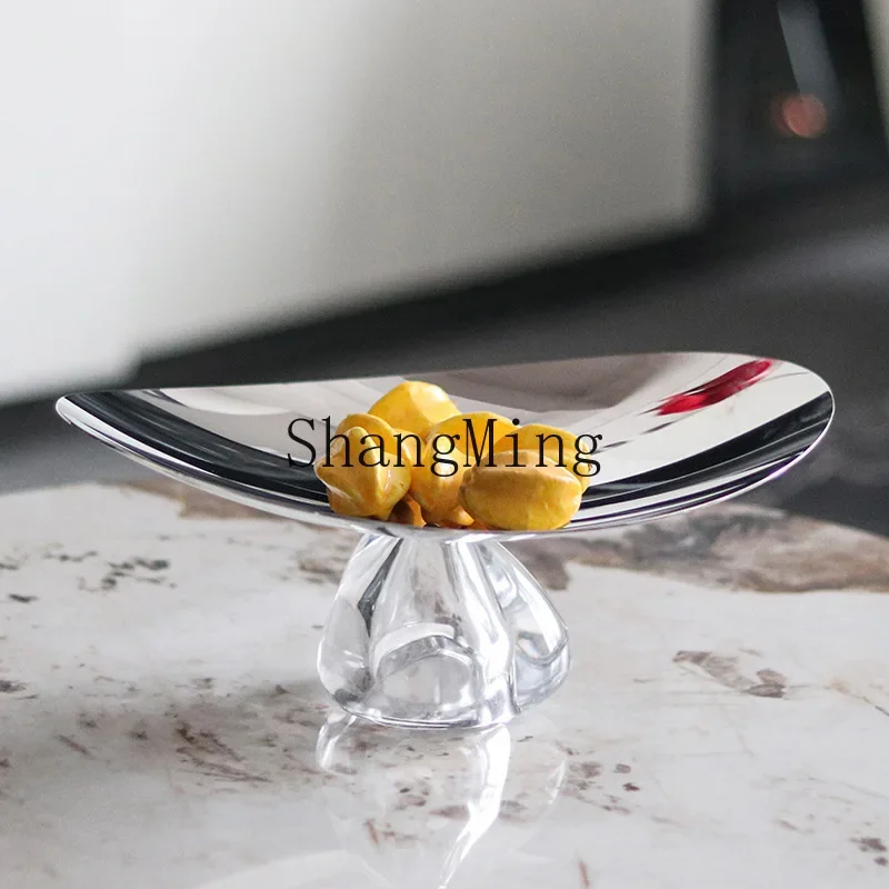 

CL light luxury large glass fruit plate ornament, living room coffee table, high-end snack storage tray ornament