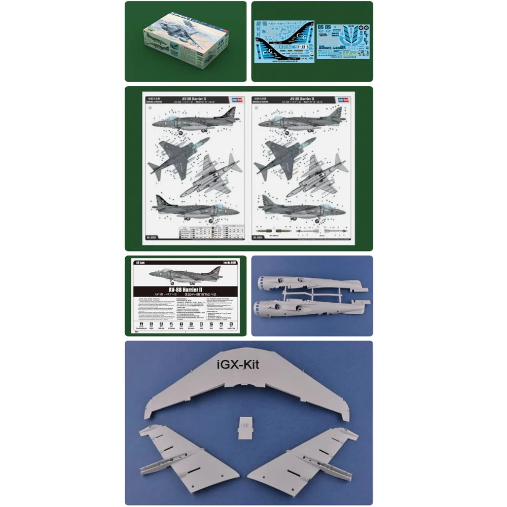 

Hobbyboss 81804 1:18 Scale AV8 AV8B AV-8B Harrier II Fighter Plane Aircraft Assembly Handcraft Plastic Model Building Kit