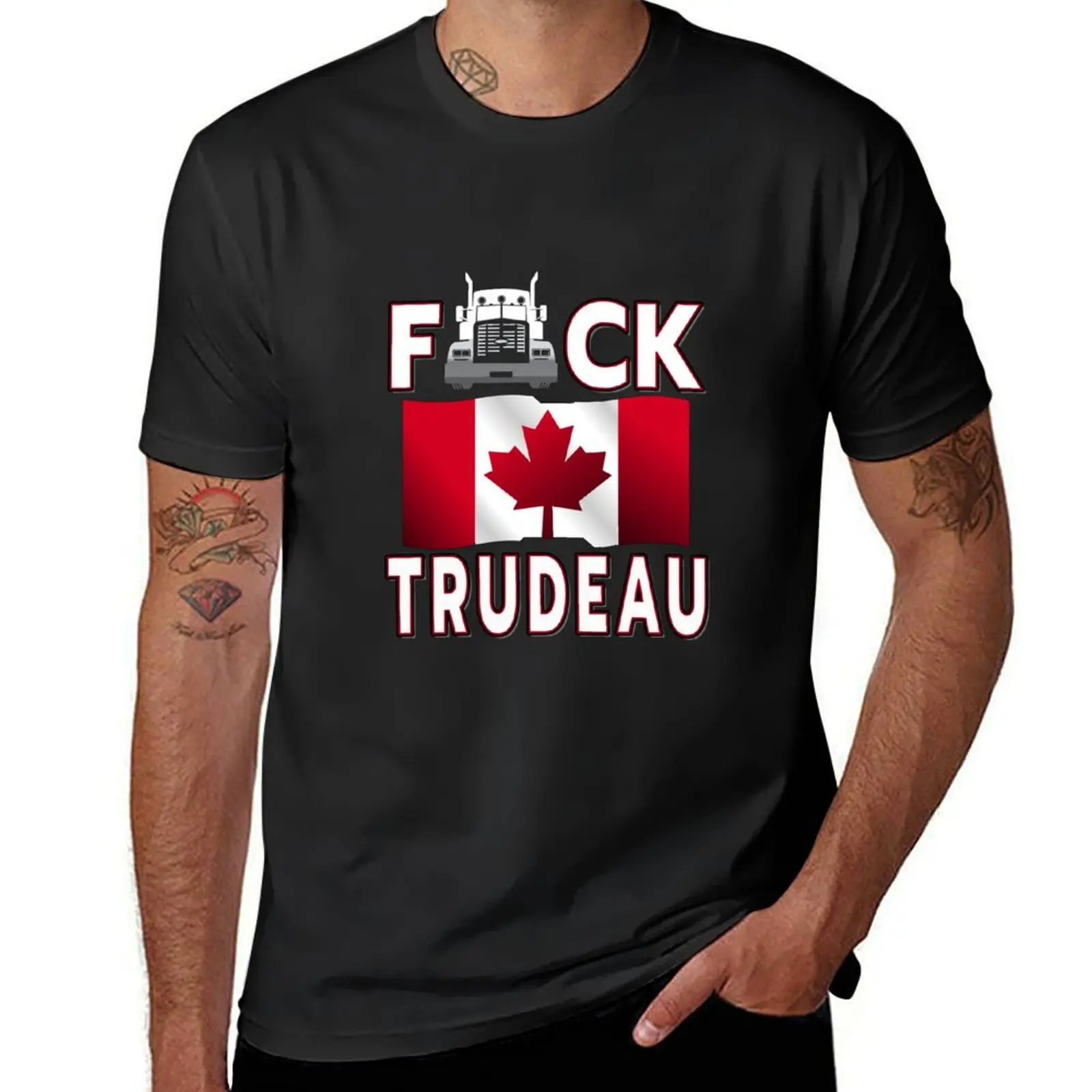 

F-CK TRUDEAU SAVE CANADA FREEDOM CONVOY OF TRUCKERS WHITE T-Shirt plus size tops customizeds oversizeds for a boy mens t shirt