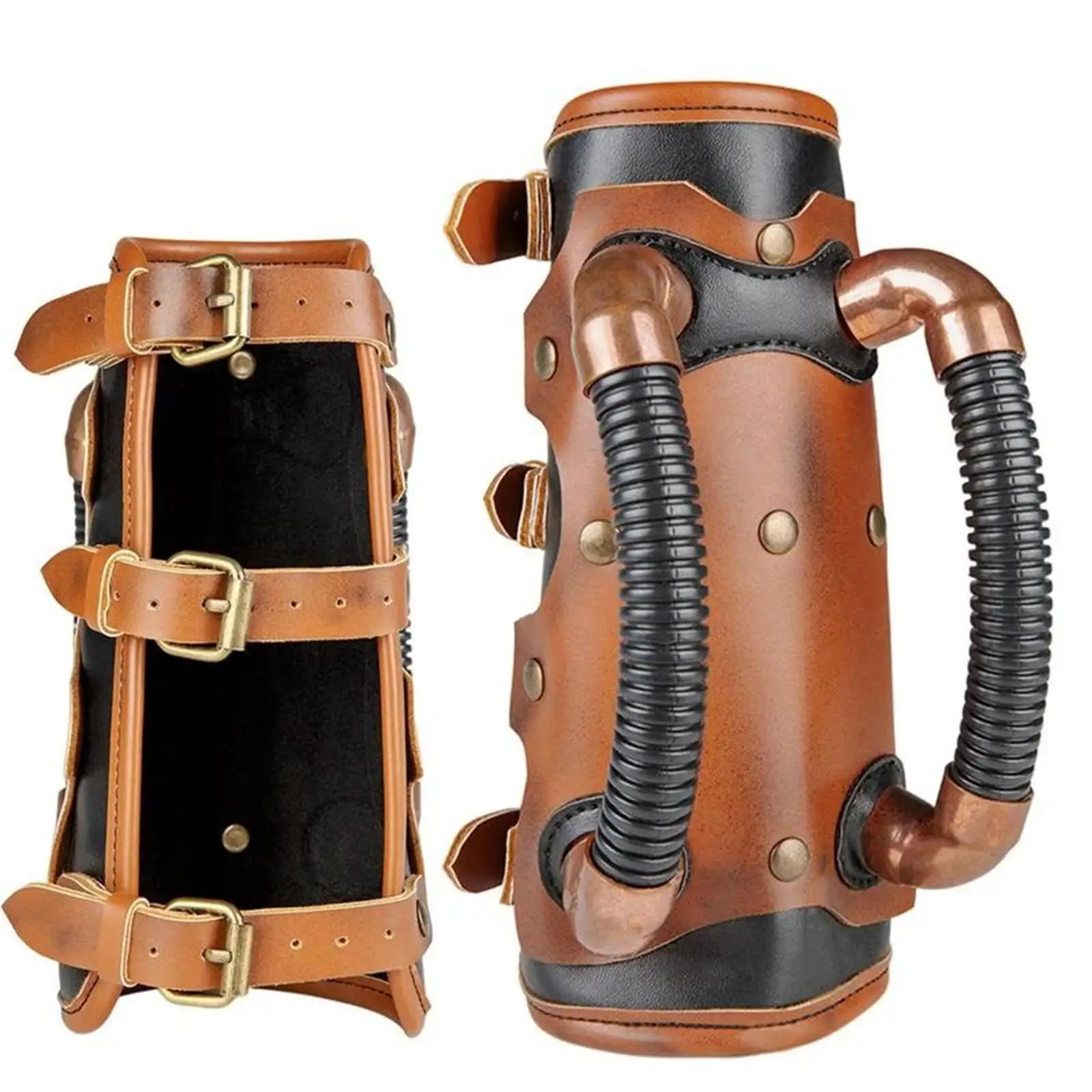 Skóra PU ochraniacz na ramię Steampunk Vintage średniowieczny Bracer średniowieczny Vambrace opaska rękawica na kostium na bal maskowy estrady