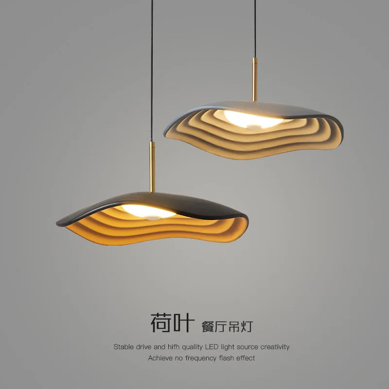 

Modern Minimalist Wabi Sabi Style Resin Lotus Leaf LED Chandelier Bar Counter Restaurant Homestay Decorative Lighting Fixtures