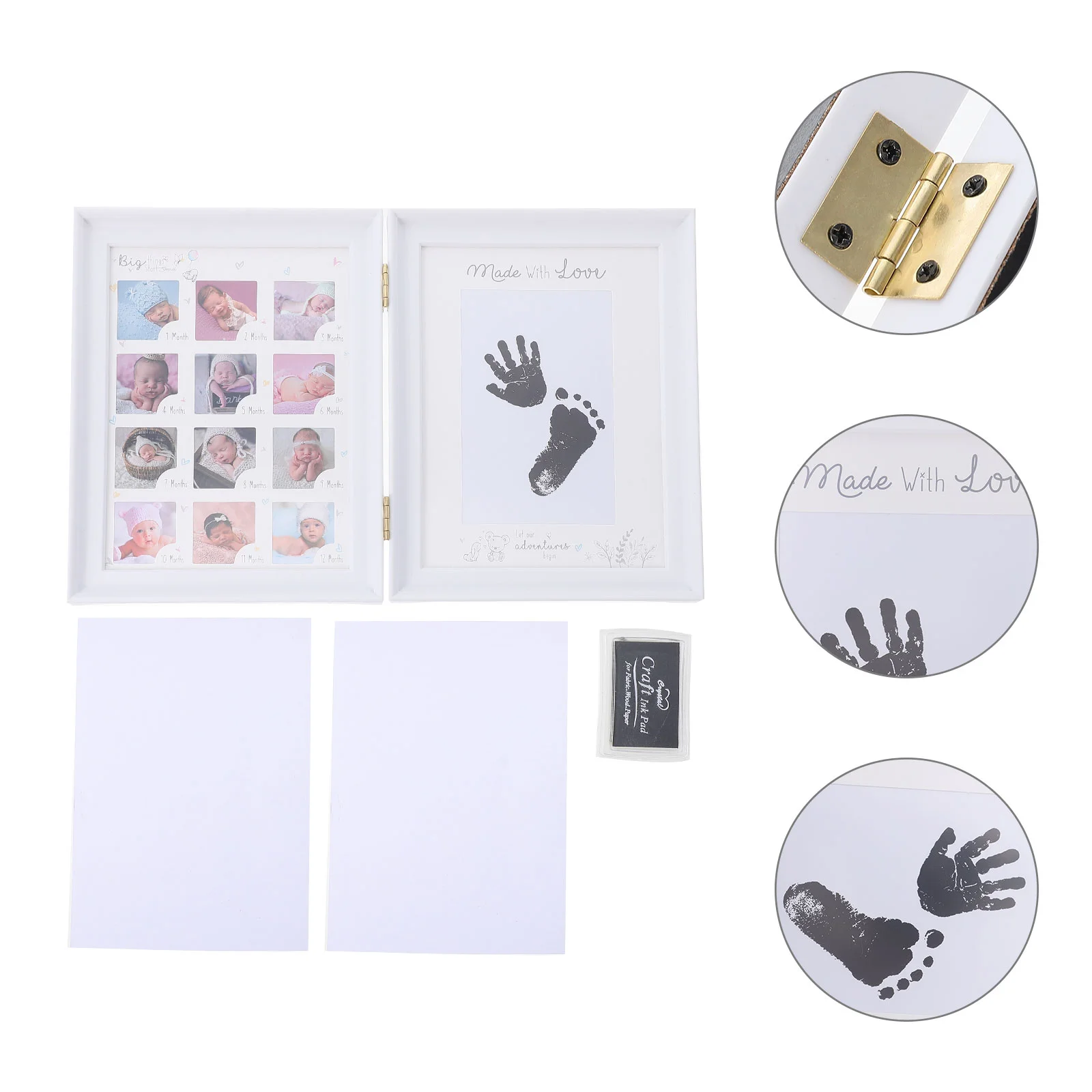 Pasgeboren Handafdruk Fotolijst Inktkussen Foto Set Tafel Baby Footprint Kit Versiering Mijn Eerste Jaar