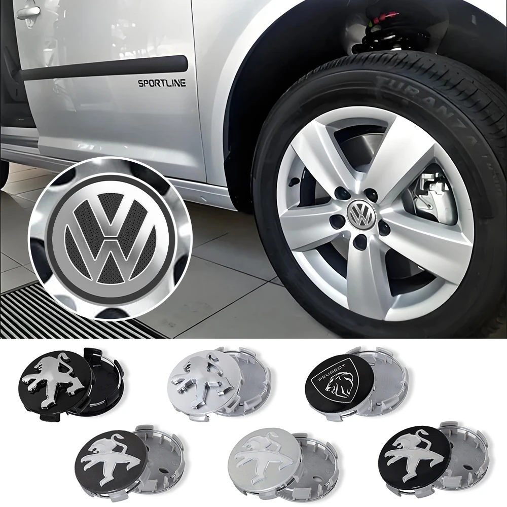Image of 4 Stück 56/65/66mm Auto-Radnabenkappen, Radkappen, Auto-Dekor-Zubehör für VW GTI Golf Jetta Polo Tiguan Beetle CC Passat