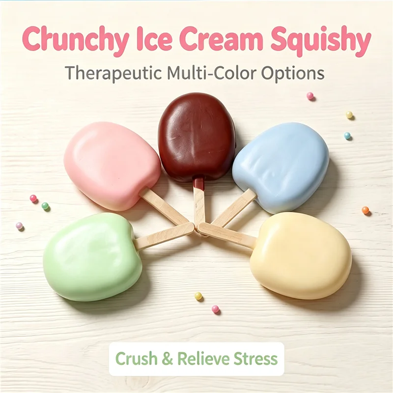 Wax Ice Cream Chocolate Squeeze Ball Multicolor Crispy Shell Crack ASMR Sound Stress Release Desktop Decor for Party Favors Gift